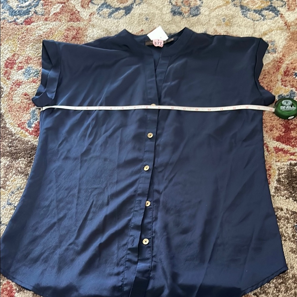 Navy Blue Button-Up Women's Top